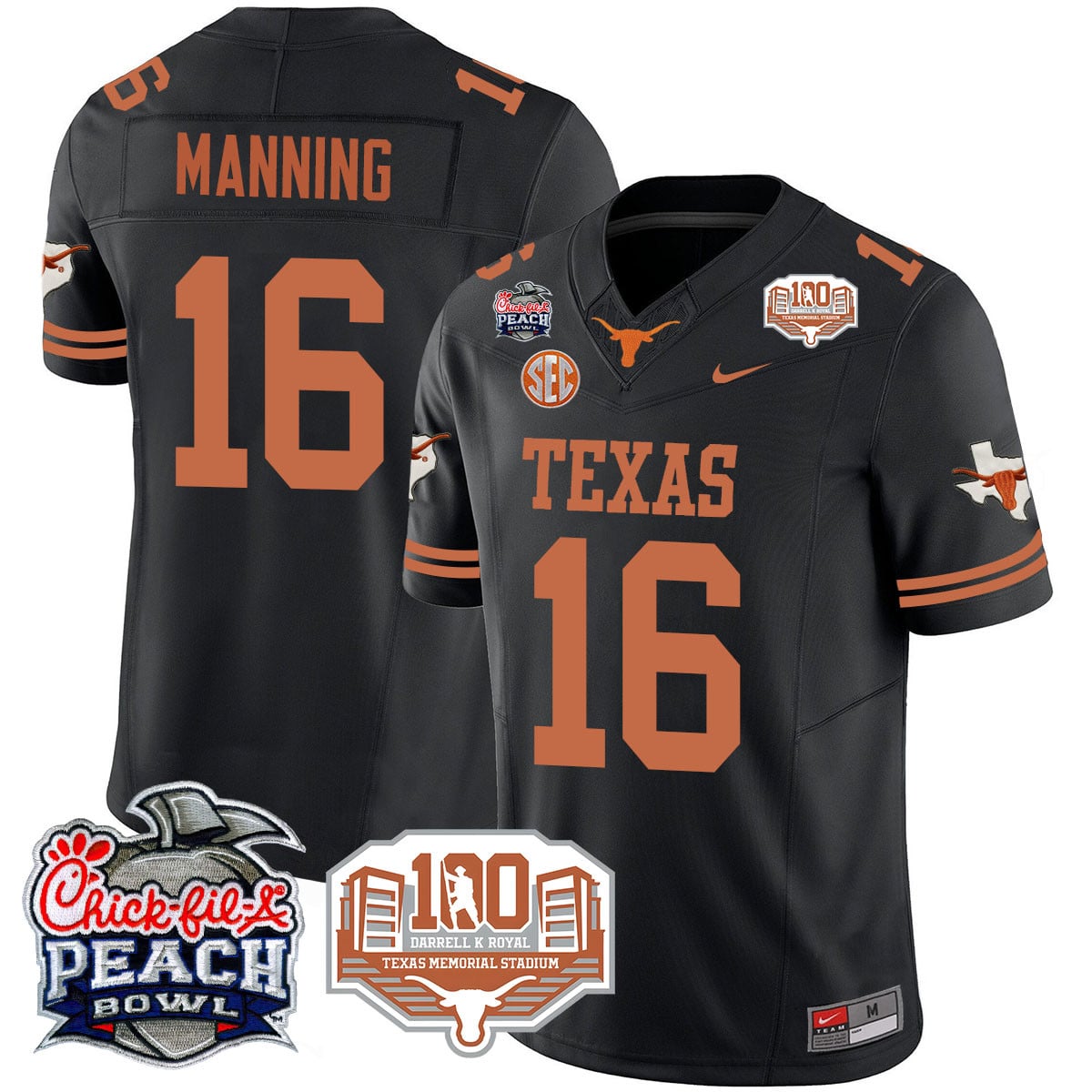 Men’s Texas Longhorns 2024 Chick-fil-A Peach Bowl Jersey – All Stitched