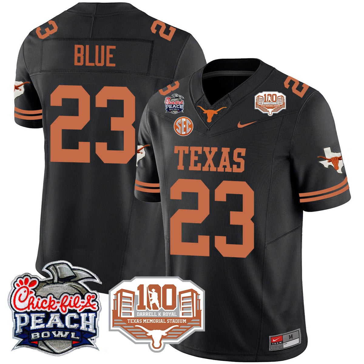 Men’s Texas Longhorns 2024 Chick-fil-A Peach Bowl Jersey – All Stitched