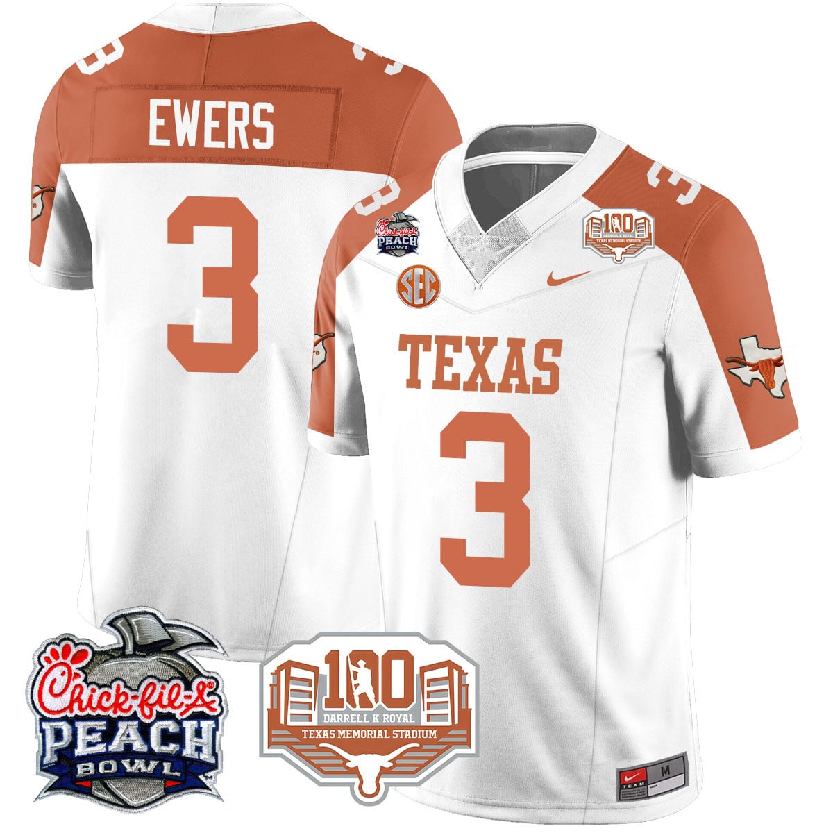 Men’s Texas Longhorns 2024 Chick-fil-A Peach Bowl Jersey – All Stitched