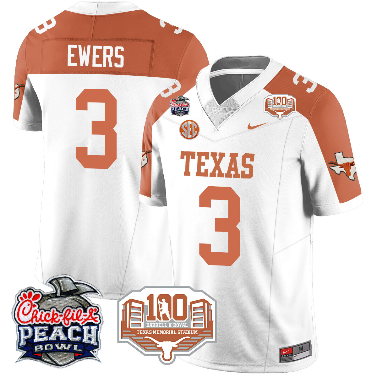 Men’s Texas Longhorns 2024 Chick-fil-A Peach Bowl Jersey – All Stitched