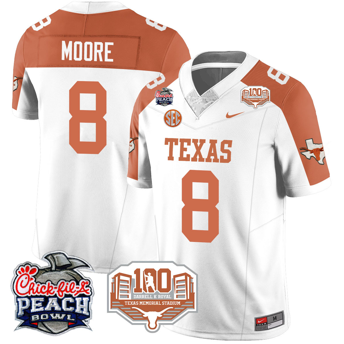 Men’s Texas Longhorns 2024 Chick-fil-A Peach Bowl Jersey – All Stitched