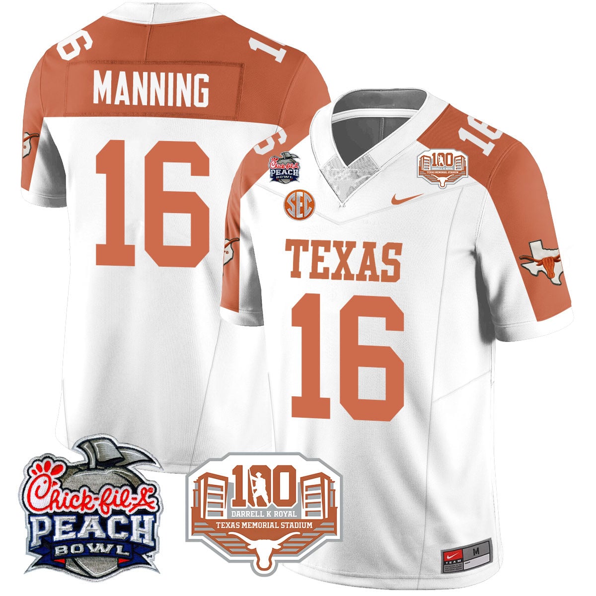 Men’s Texas Longhorns 2024 Chick-fil-A Peach Bowl Jersey – All Stitched