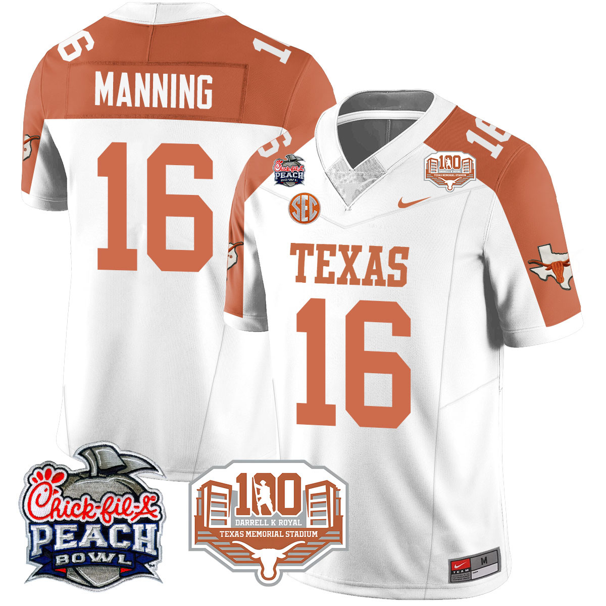 Men’s Texas Longhorns 2024 Chick-fil-A Peach Bowl Jersey – All Stitched