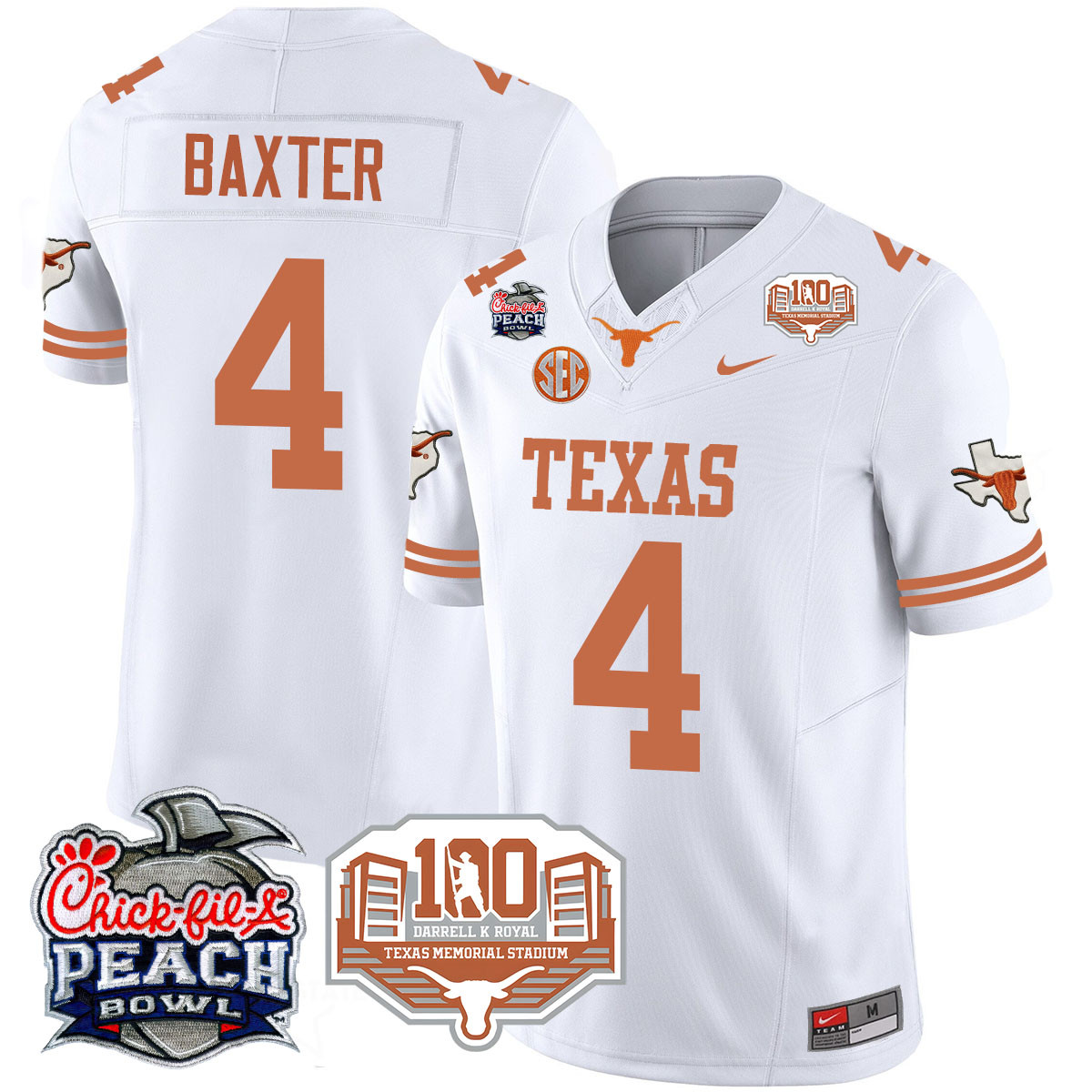 Men’s Texas Longhorns 2024 Chick-fil-A Peach Bowl Jersey – All Stitched