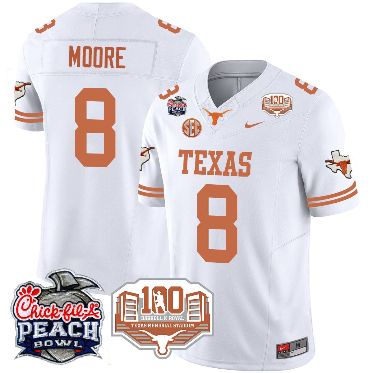 Men’s Texas Longhorns 2024 Chick-fil-A Peach Bowl Jersey – All Stitched