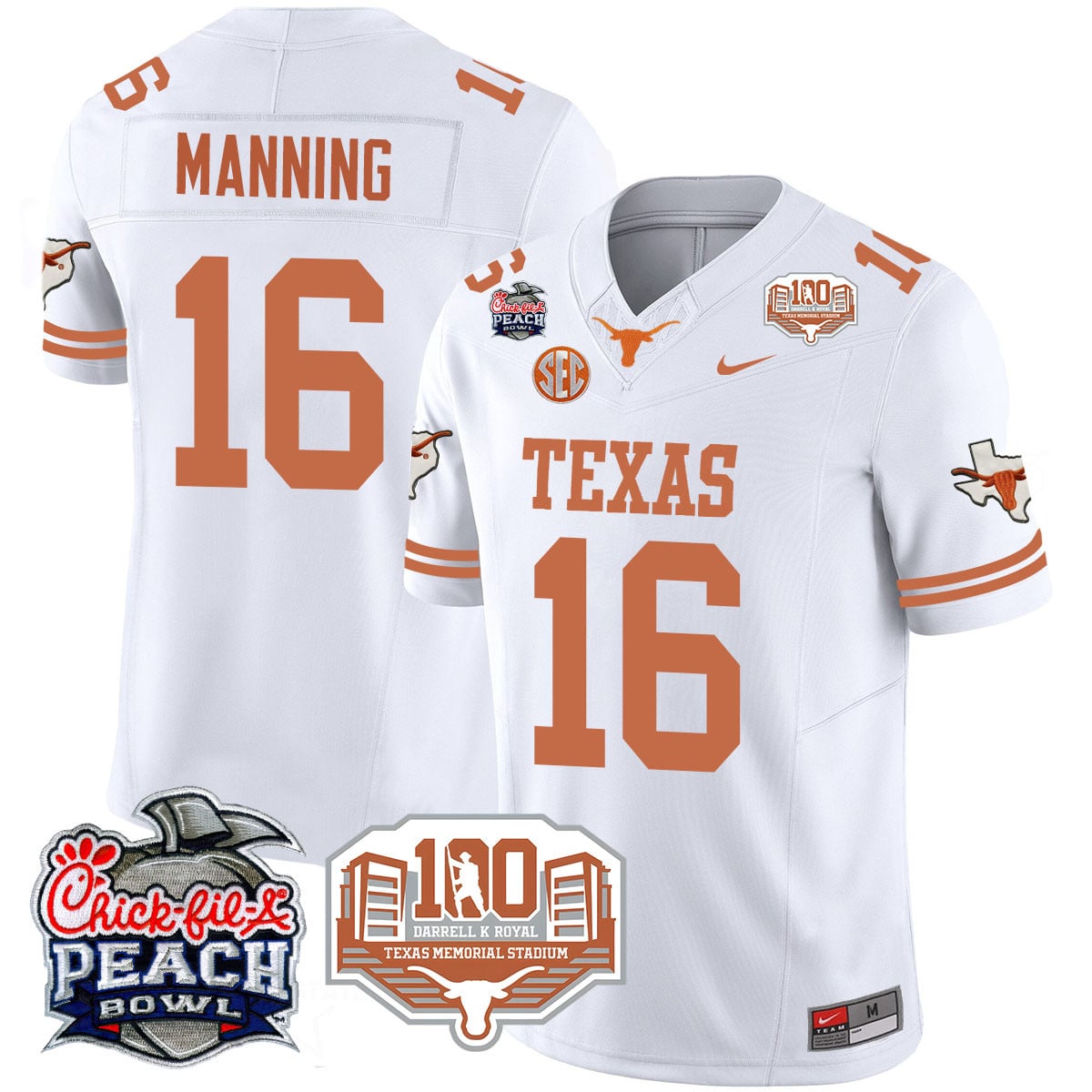 Men’s Texas Longhorns 2024 Chick-fil-A Peach Bowl Jersey – All Stitched