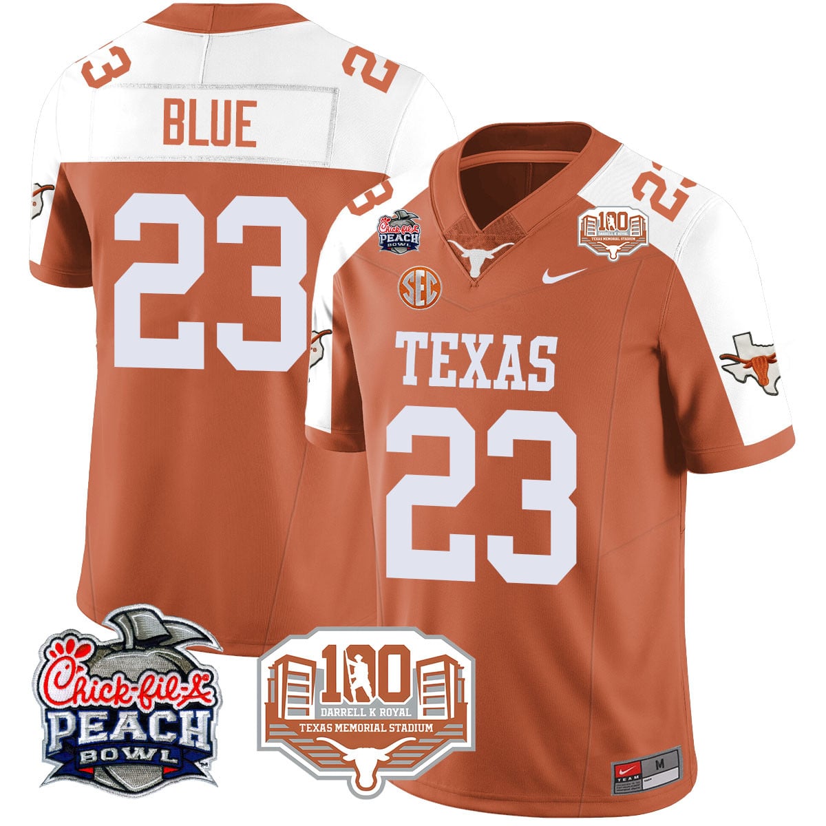 Men’s Texas Longhorns 2024 Chick-fil-A Peach Bowl Jersey – All Stitched