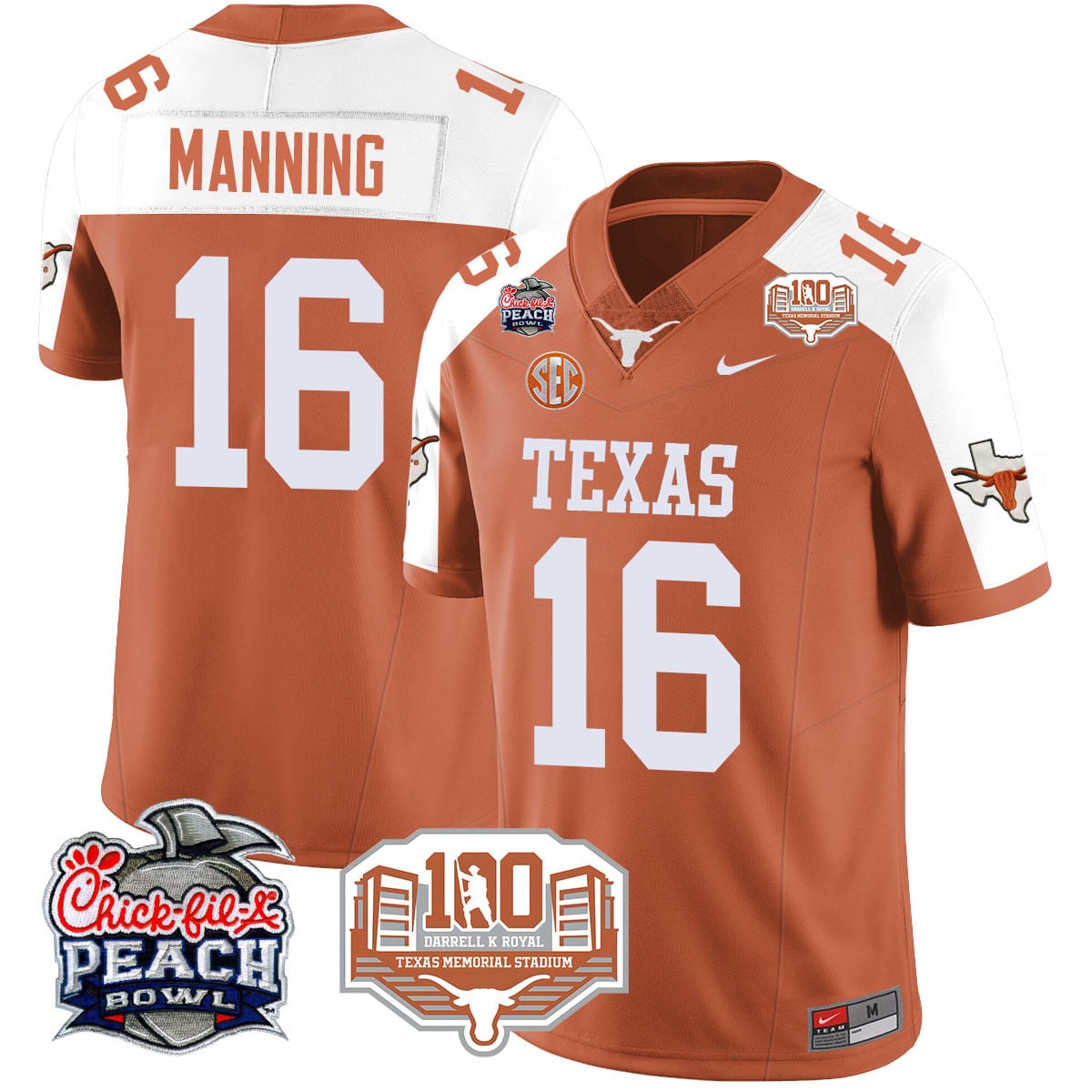 Men’s Texas Longhorns 2024 Chick-fil-A Peach Bowl Jersey – All Stitched