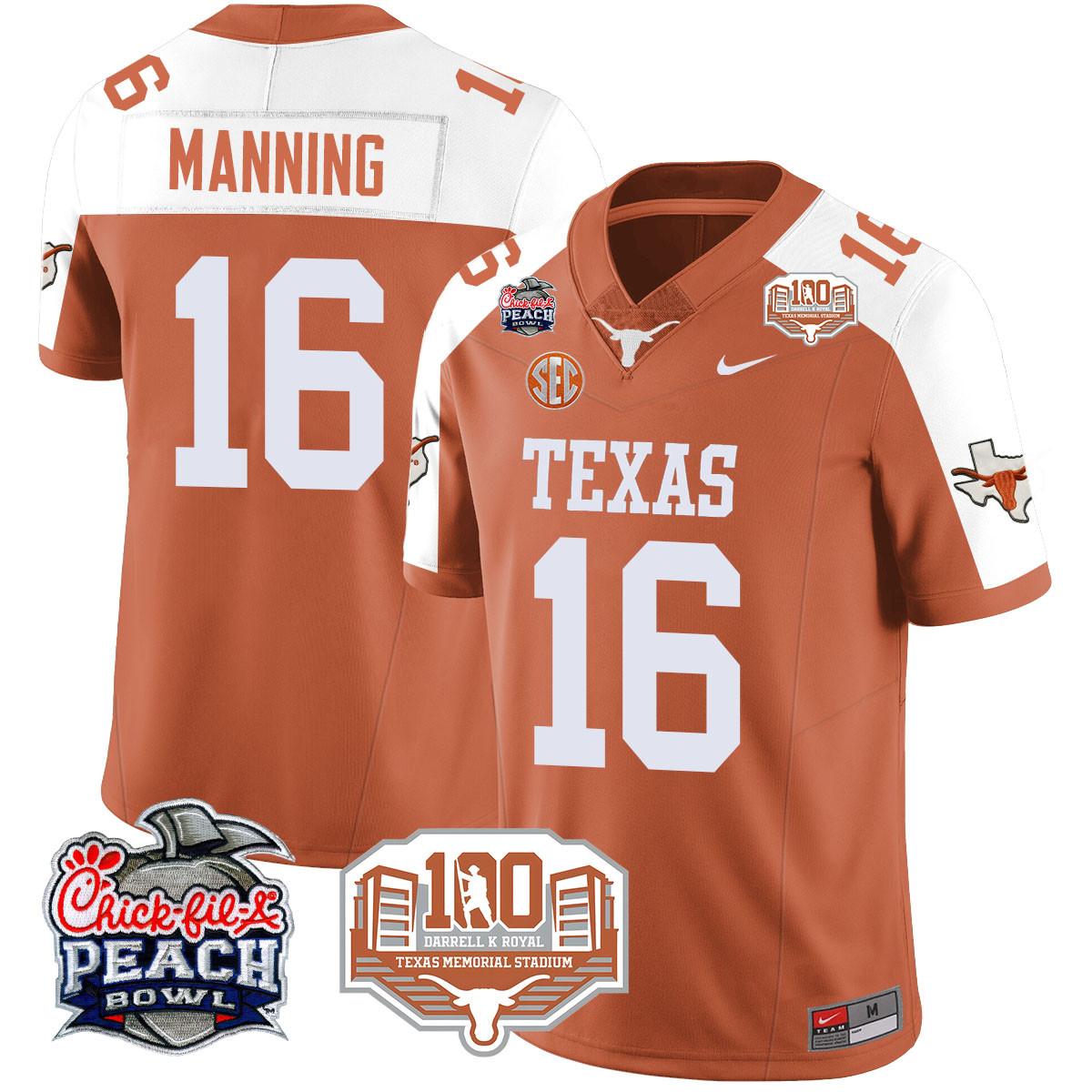 Men’s Texas Longhorns 2024 Chick-fil-A Peach Bowl Jersey – All Stitched