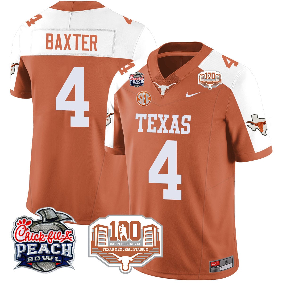Men’s Texas Longhorns 2024 Chick-fil-A Peach Bowl Jersey – All Stitched