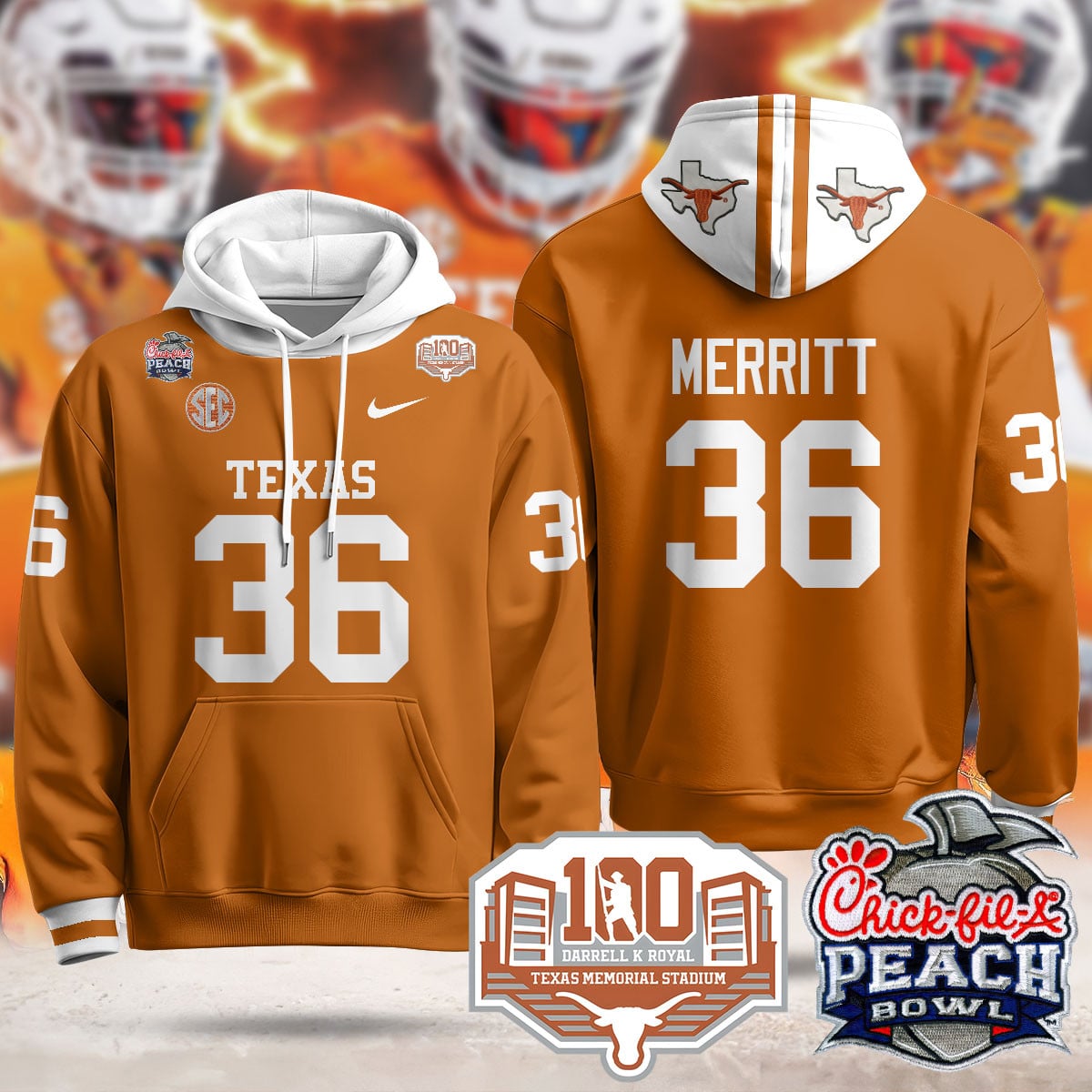 Texas Longhorns 2024 Chick-fil-A Peach Bowl Hoodie – All Stitched
