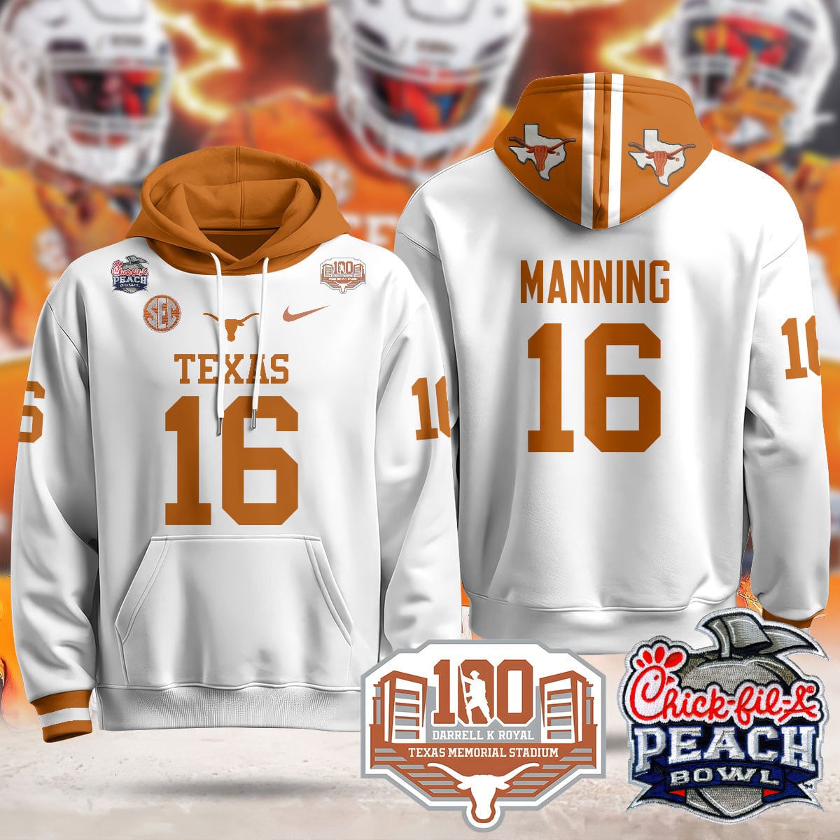 Texas Longhorns 2024 Chick-fil-A Peach Bowl Hoodie – All Stitched