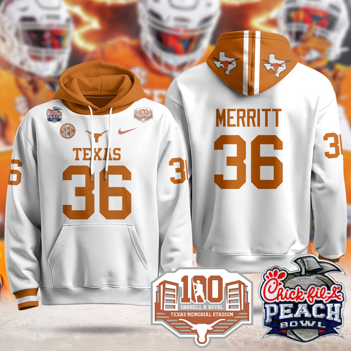Texas Longhorns 2024 Chick-fil-A Peach Bowl Hoodie – All Stitched