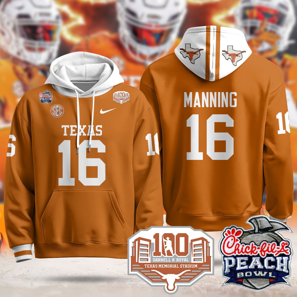 Texas Longhorns 2024 Chick-fil-A Peach Bowl Hoodie – All Stitched