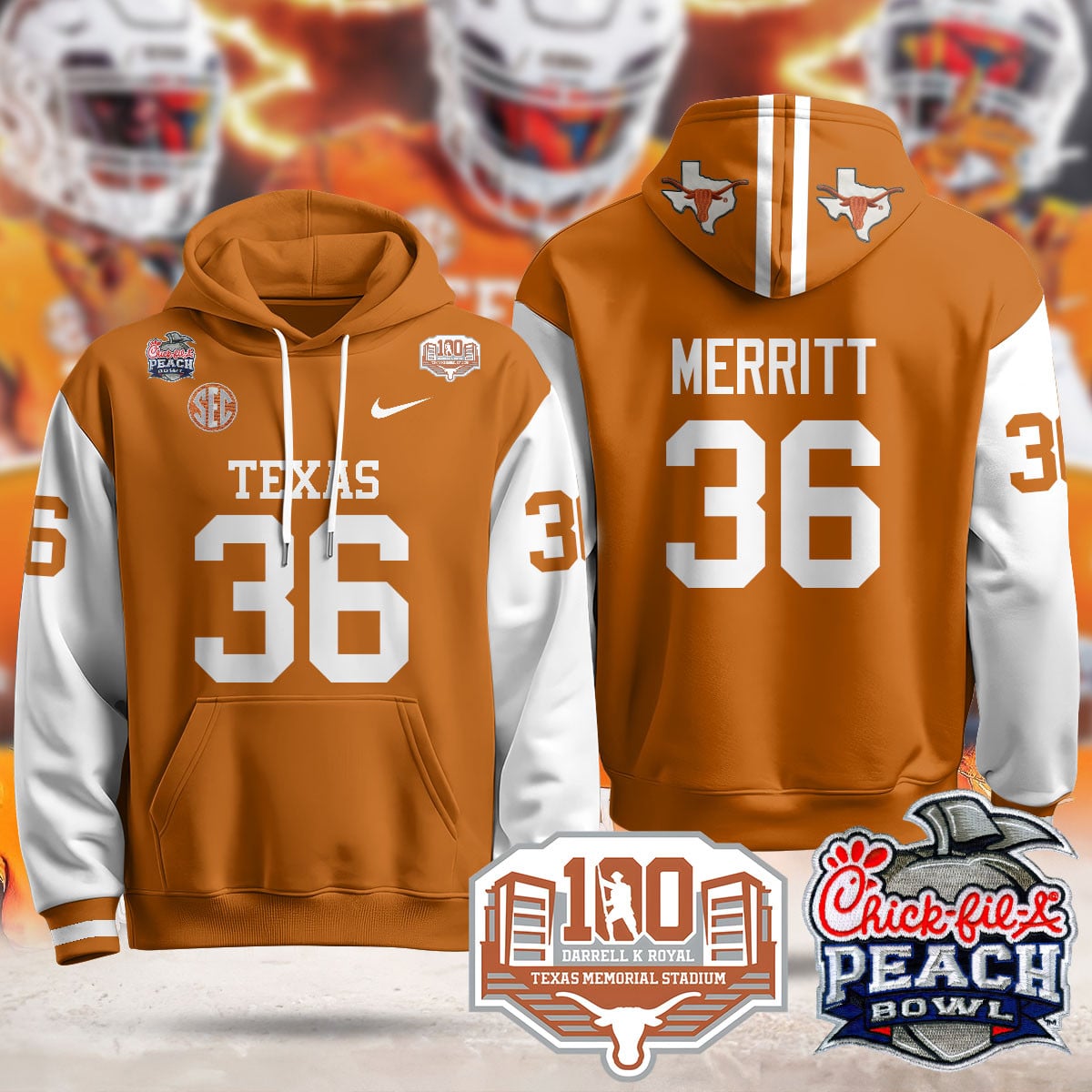 Texas Longhorns 2024 Chick-fil-A Peach Bowl Hoodie – All Stitched