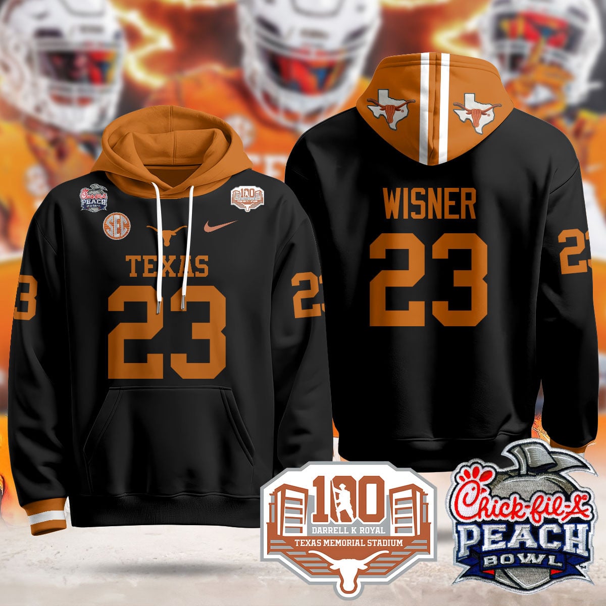 Texas Longhorns 2024 Chick-fil-A Peach Bowl Hoodie – All Stitched