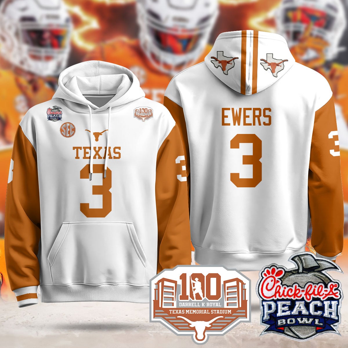 Texas Longhorns 2024 Chick-fil-A Peach Bowl Hoodie – All Stitched