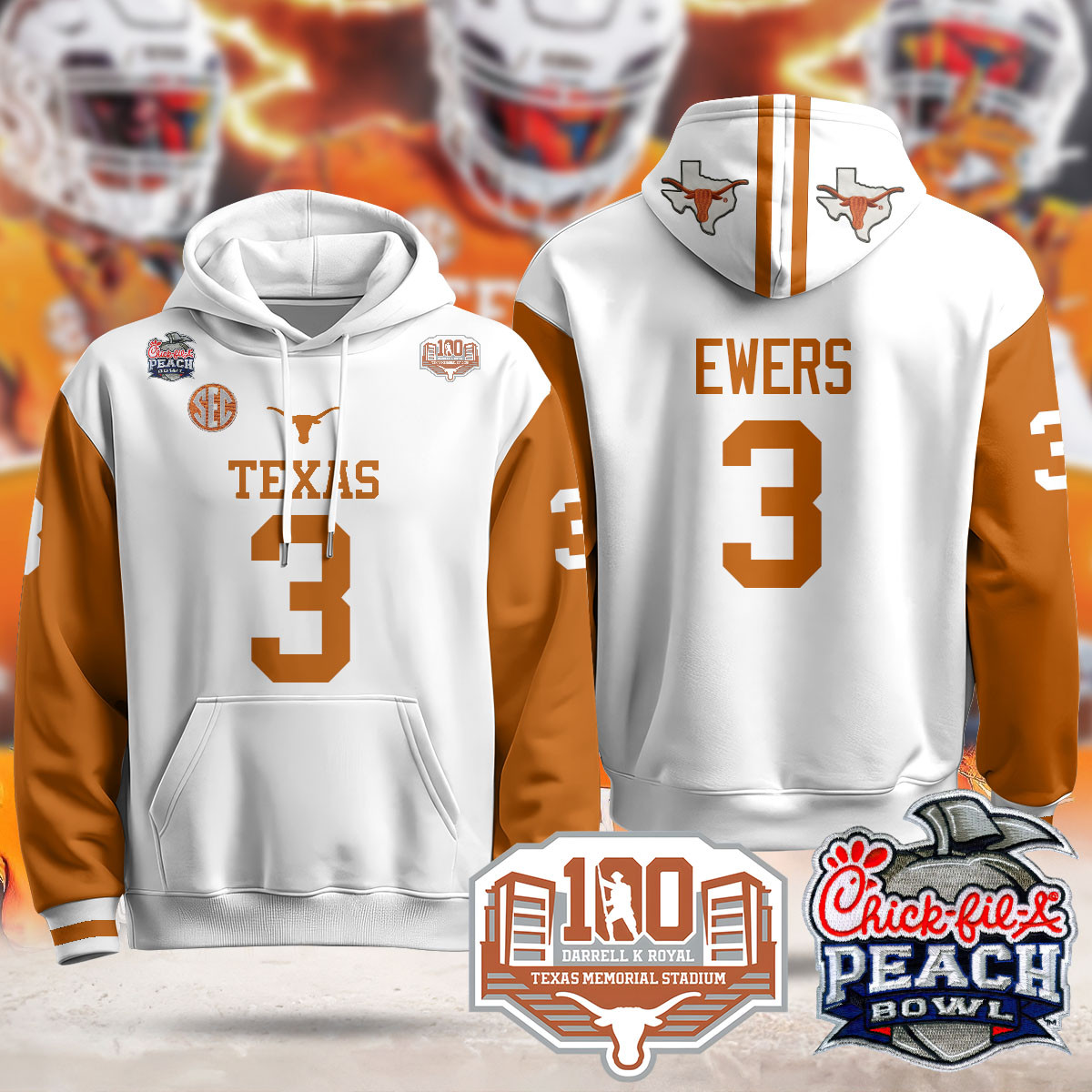 Texas Longhorns 2024 Chick-fil-A Peach Bowl Hoodie – All Stitched