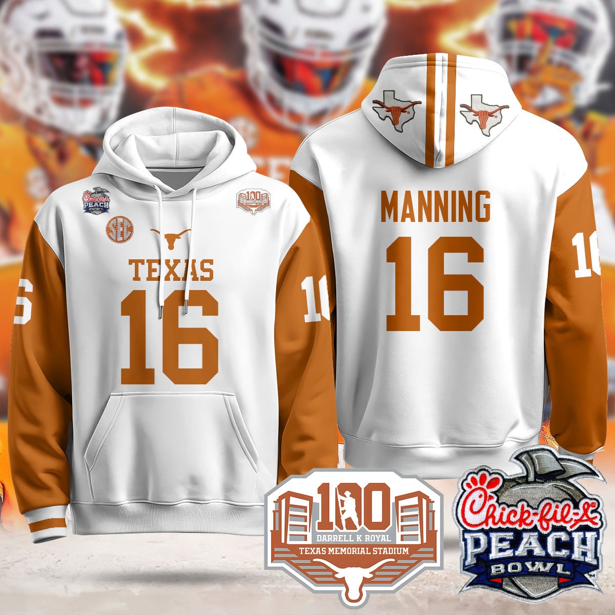 Texas Longhorns 2024 Chick-fil-A Peach Bowl Hoodie – All Stitched
