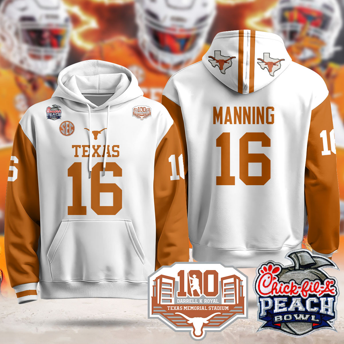 Texas Longhorns 2024 Chick-fil-A Peach Bowl Hoodie – All Stitched