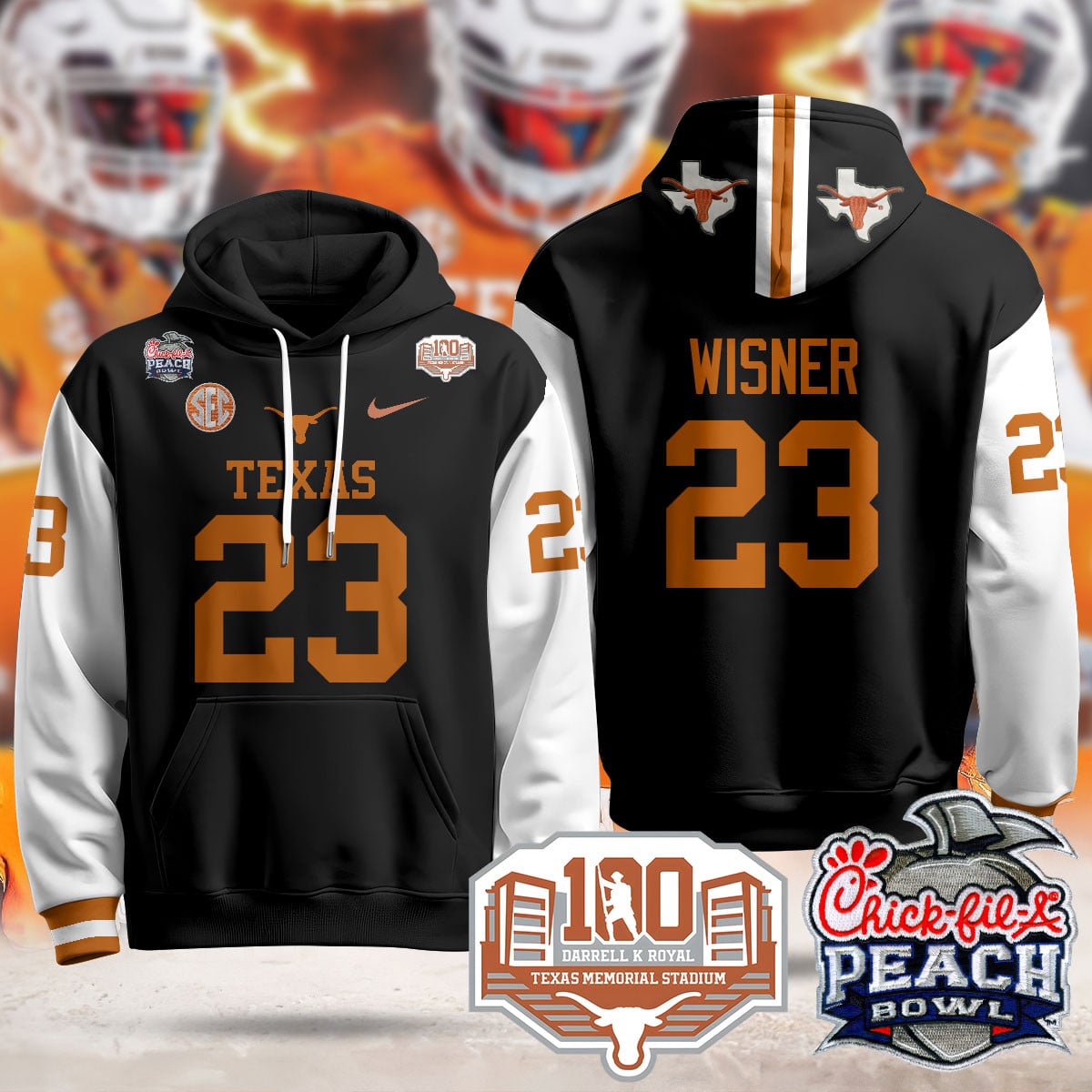 Texas Longhorns 2024 Chick-fil-A Peach Bowl Hoodie – All Stitched