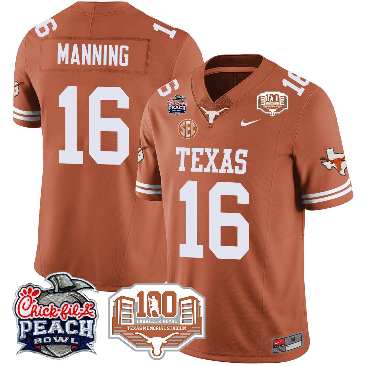 Men’s Texas Longhorns 2024 Chick-fil-A Peach Bowl Jersey – All Stitched