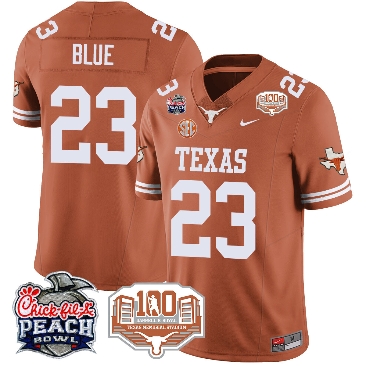 Men’s Texas Longhorns 2024 Chick-fil-A Peach Bowl Jersey – All Stitched