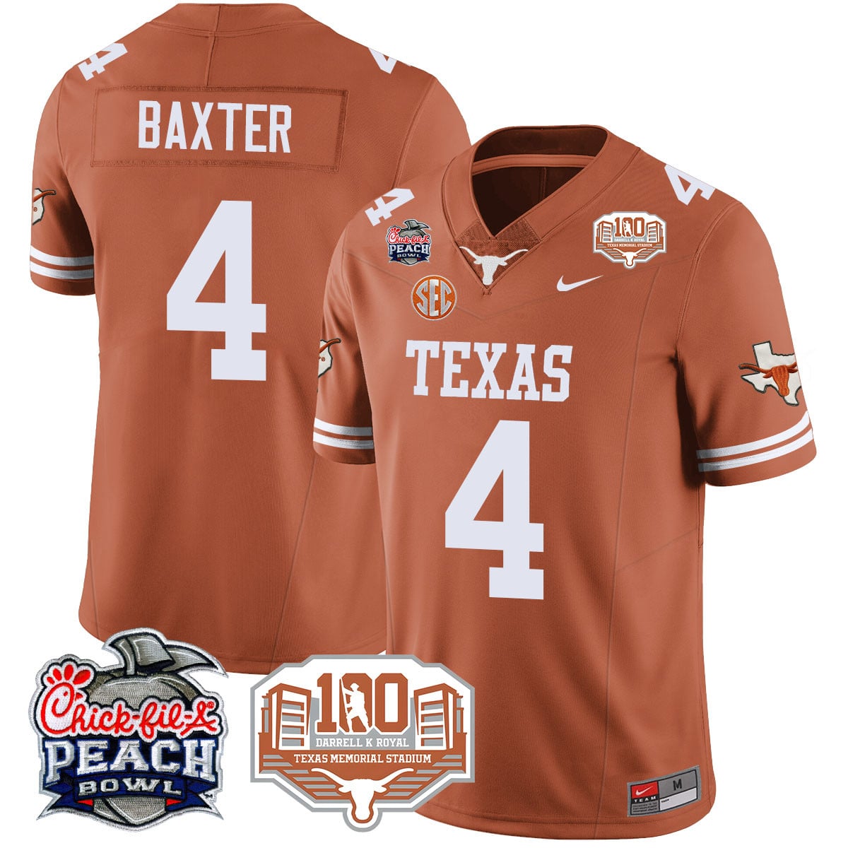 Men’s Texas Longhorns 2024 Chick-fil-A Peach Bowl Jersey – All Stitched