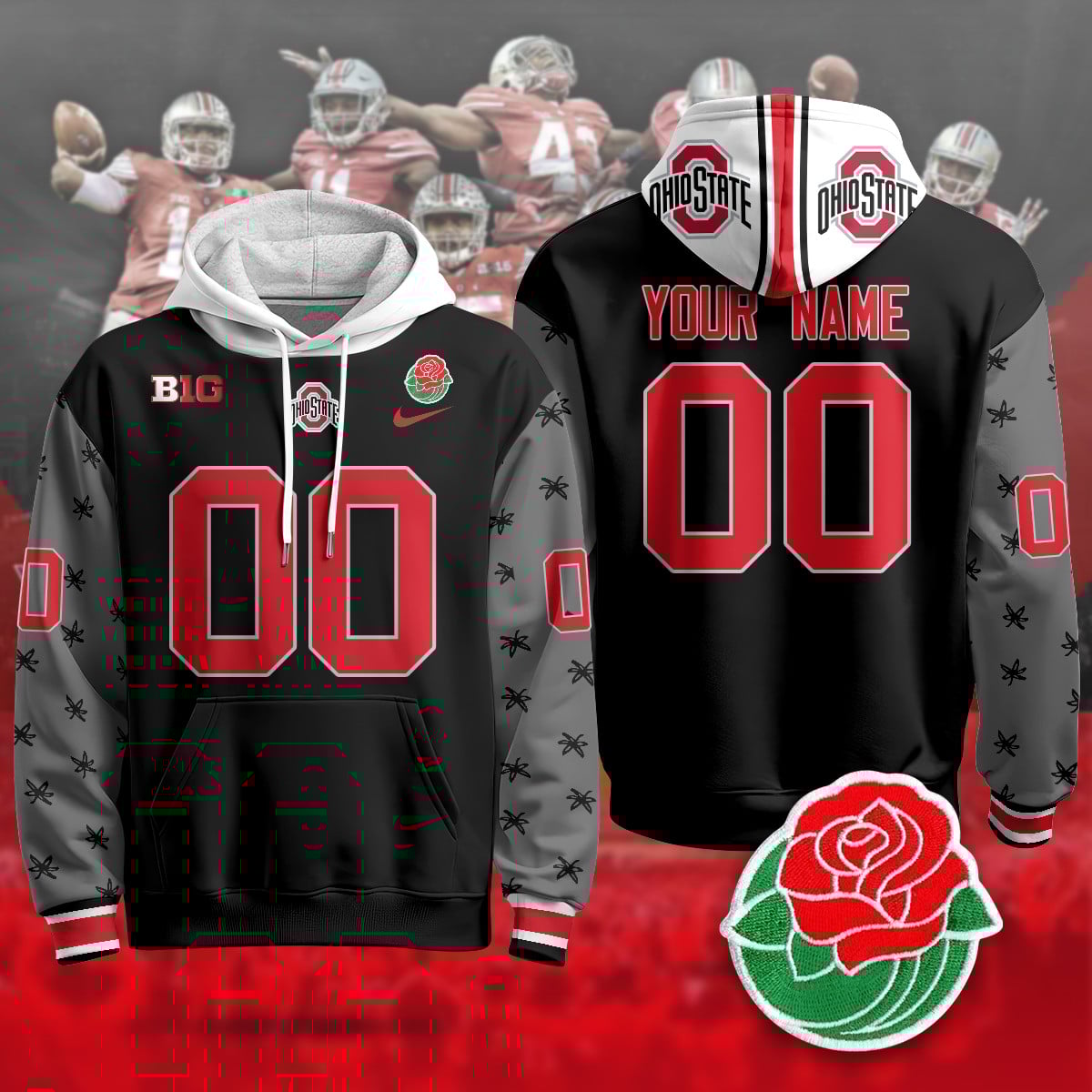 Custom Ohio State Buckeyes 2024 Rose Bowl Hoodie – All Stitched