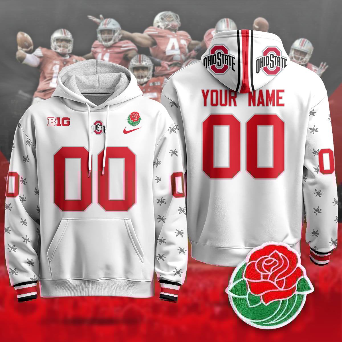 Custom Ohio State Buckeyes 2024 Rose Bowl Hoodie – All Stitched