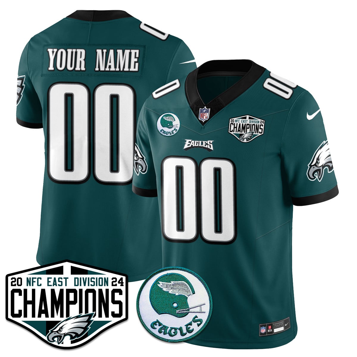 Custom Philadelphia Eagles 2024 NFC East Division Champions Jersey – All Stitched