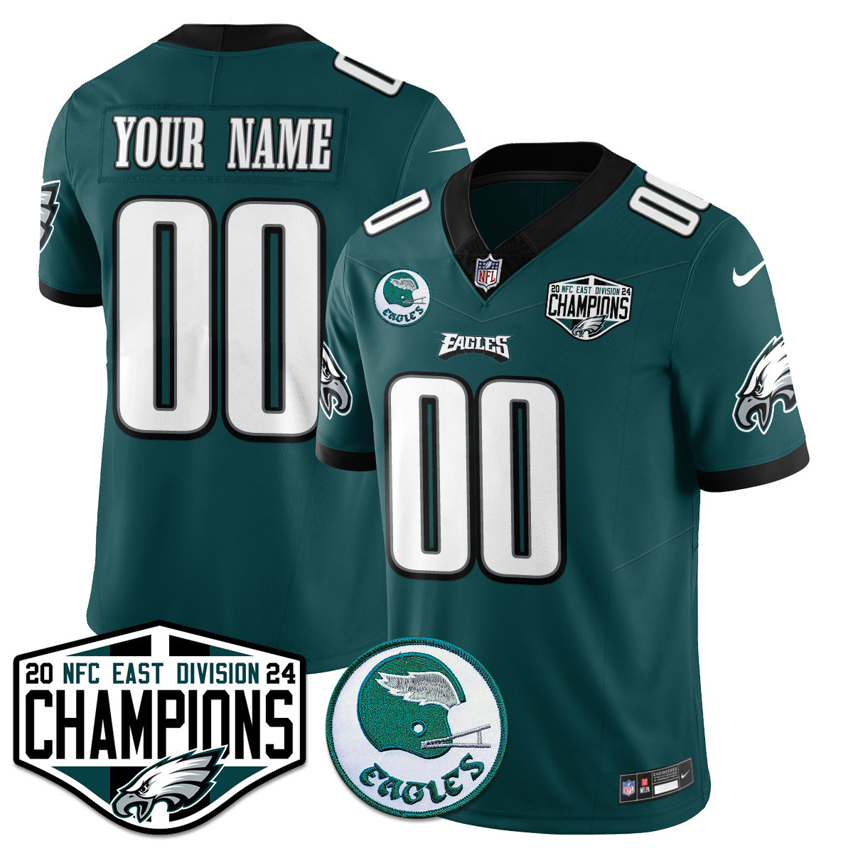 Custom Philadelphia Eagles 2024 NFC East Division Champions Jersey – All Stitched