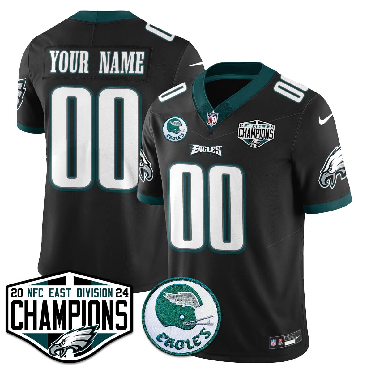 Custom Philadelphia Eagles 2024 NFC East Division Champions Jersey – All Stitched