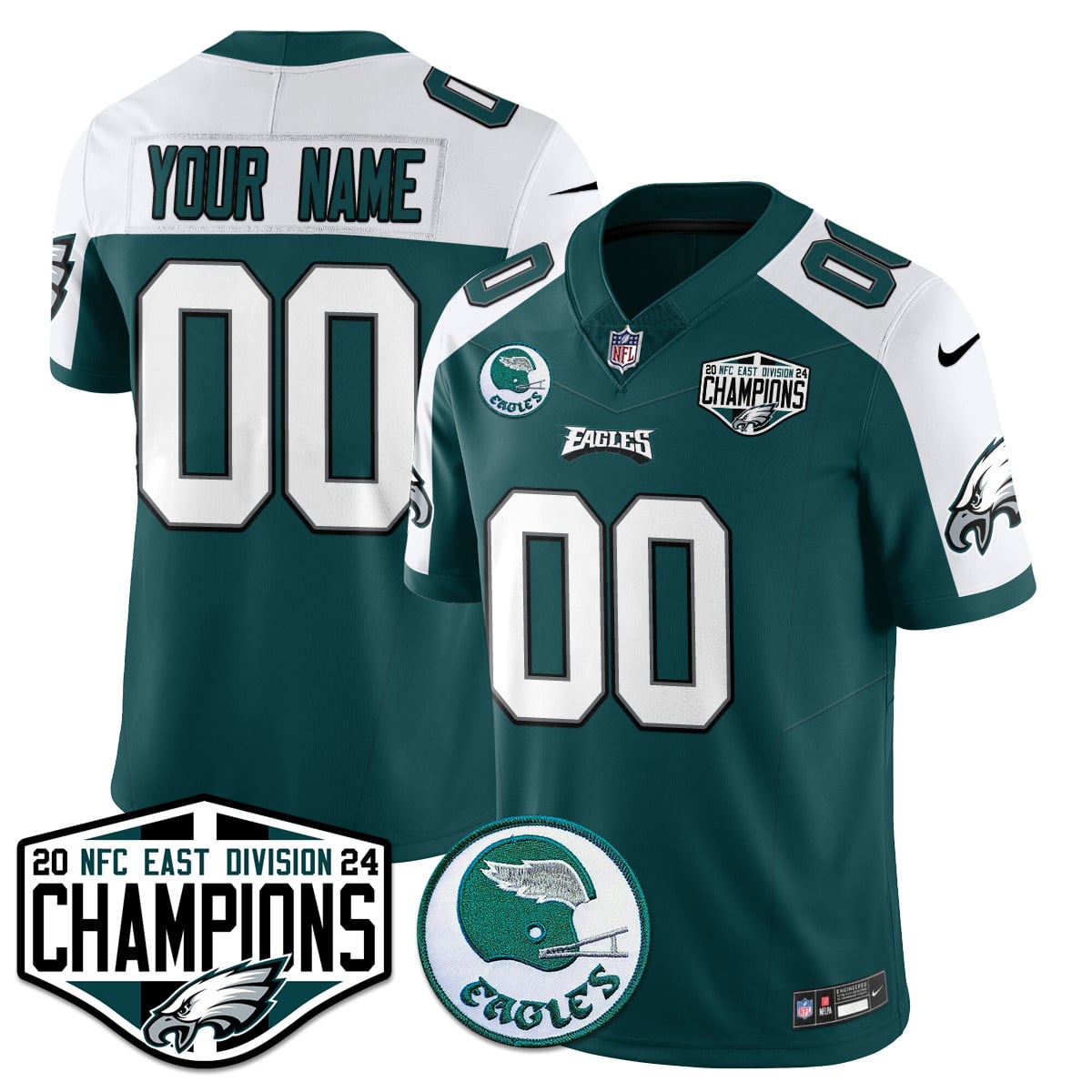 Custom Philadelphia Eagles 2024 NFC East Division Champions Jersey – All Stitched