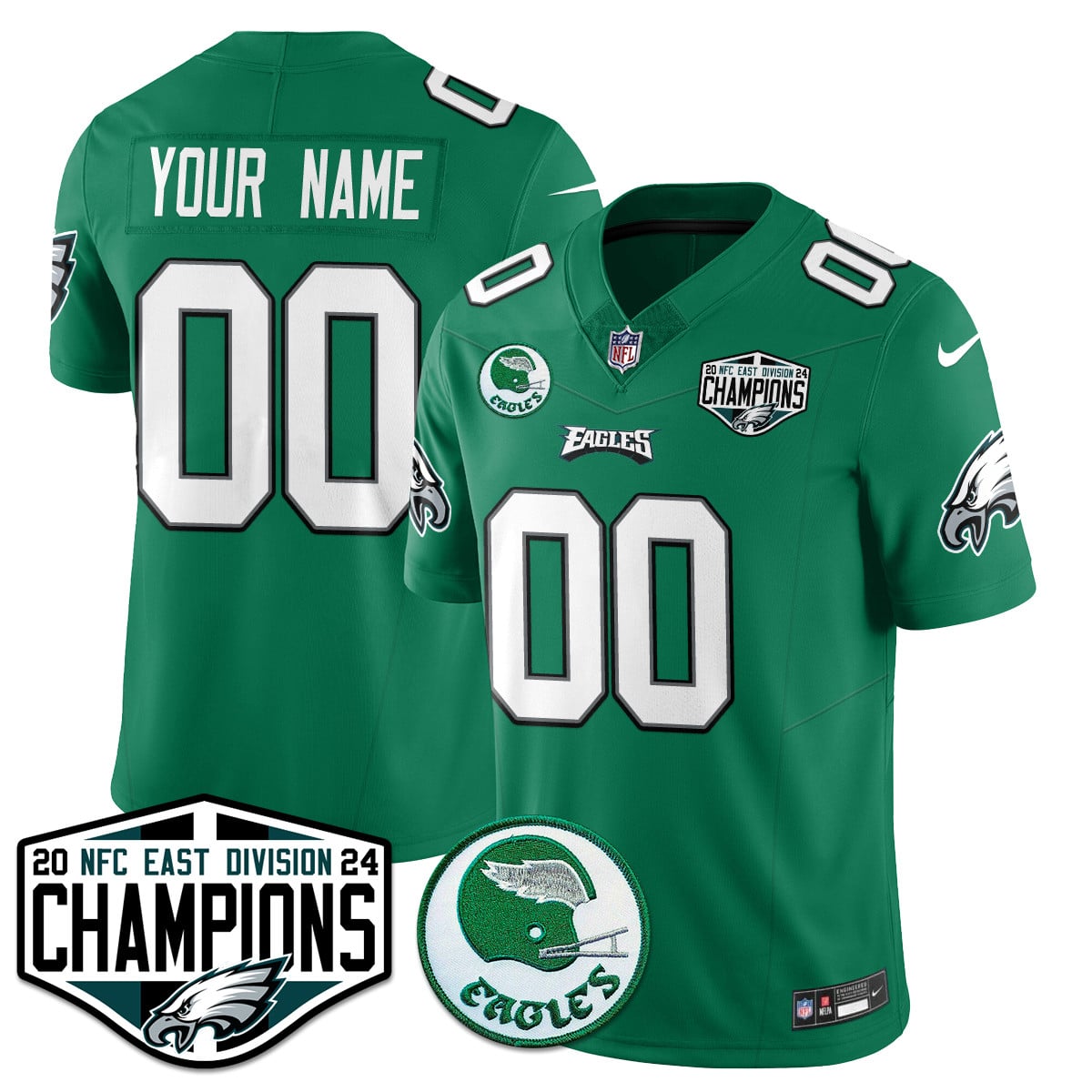 Custom Philadelphia Eagles 2024 NFC East Division Champions Jersey – All Stitched