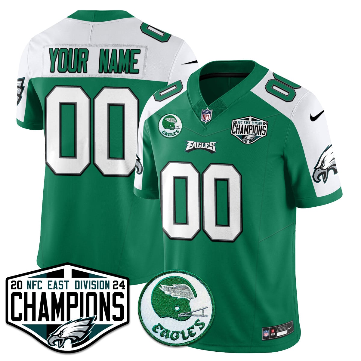 Custom Philadelphia Eagles 2024 NFC East Division Champions Jersey – All Stitched