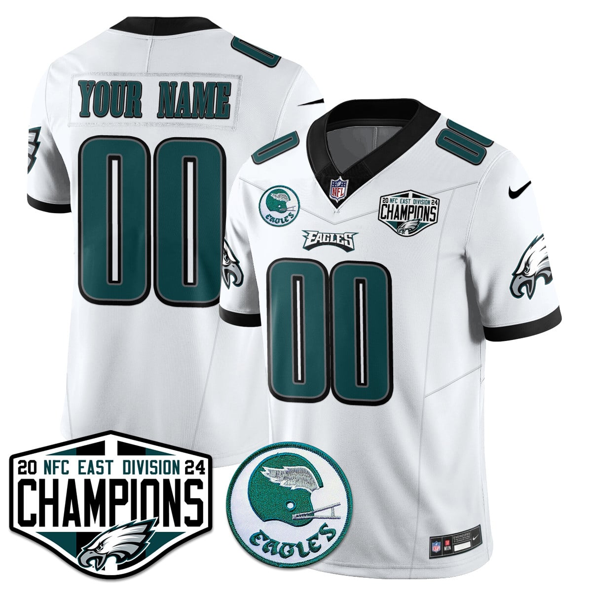 Custom Philadelphia Eagles 2024 NFC East Division Champions Jersey – All Stitched