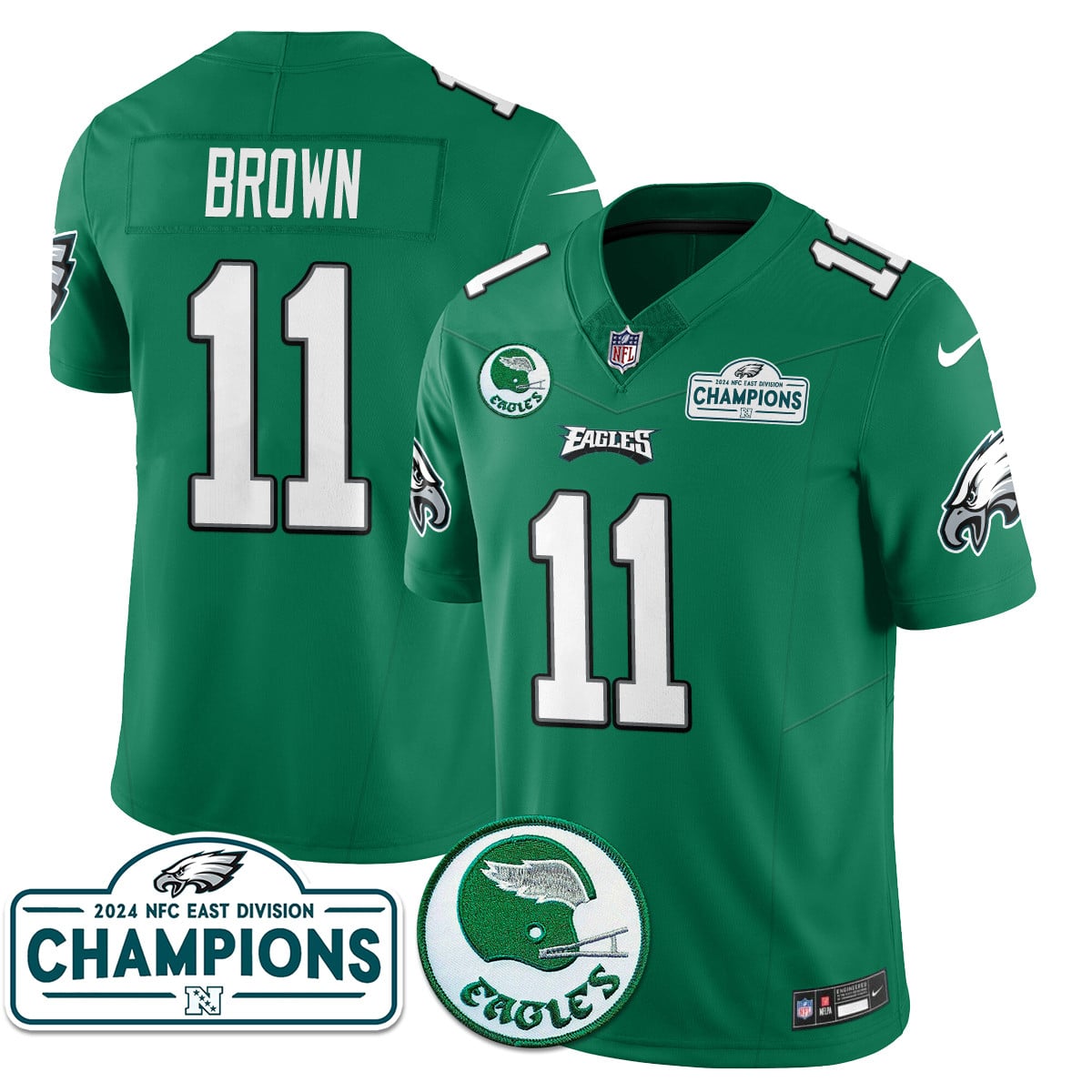 Men’s Philadelphia Eagles 2024 NFC East Division Champions Jersey N2 – All Stitched