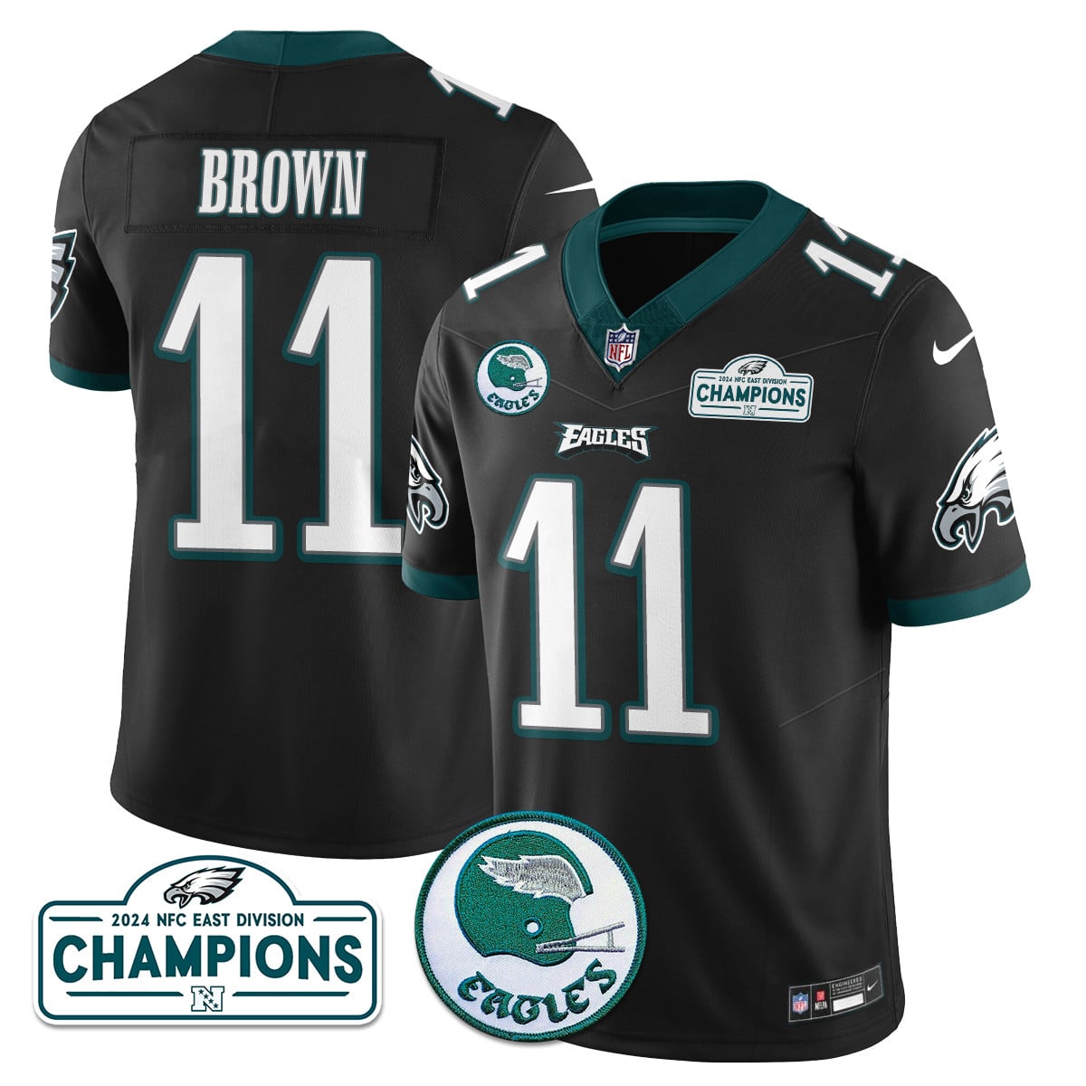 Men’s Philadelphia Eagles 2024 NFC East Division Champions Jersey N2 – All Stitched