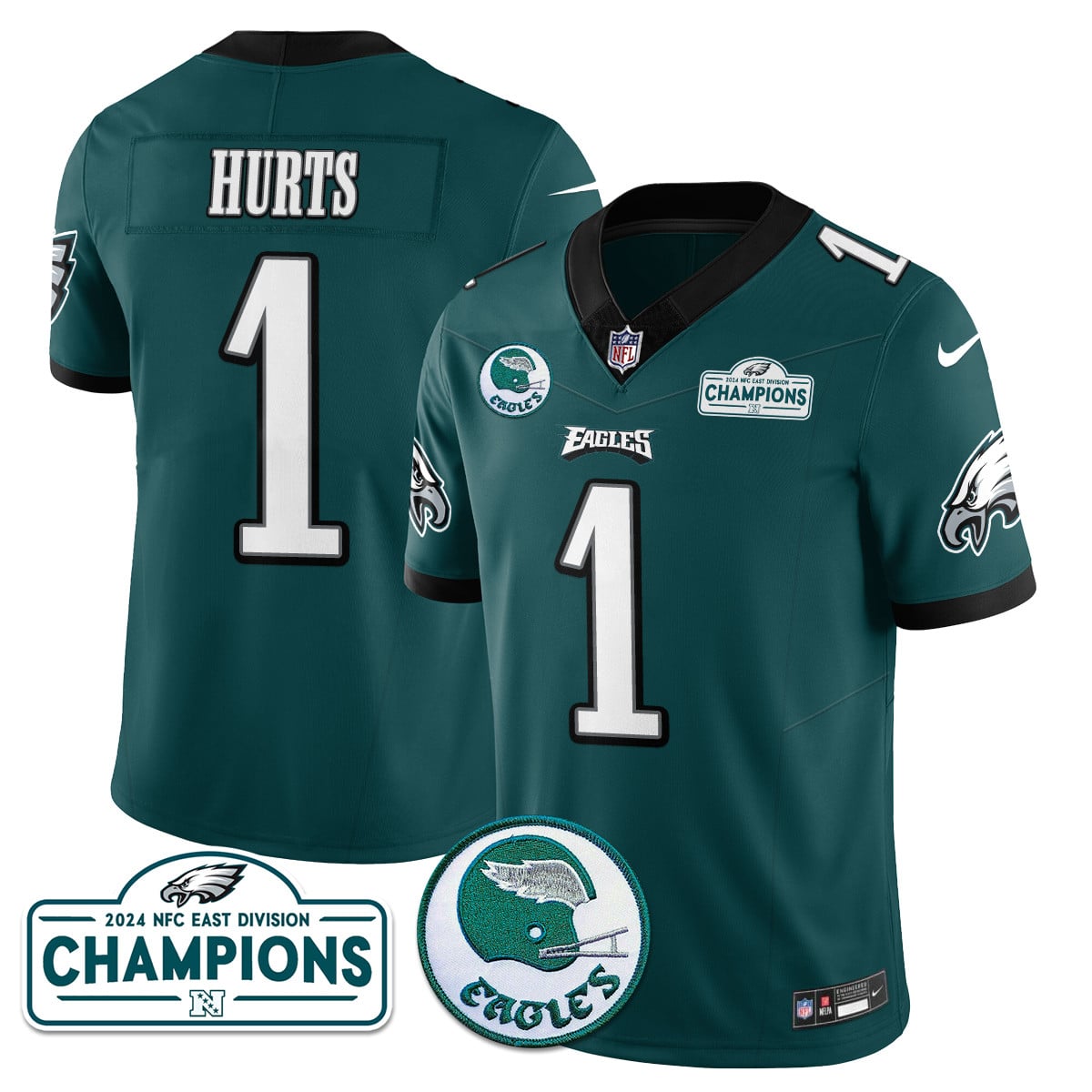 Men’s Philadelphia Eagles 2024 NFC East Division Champions Jersey N2 – All Stitched