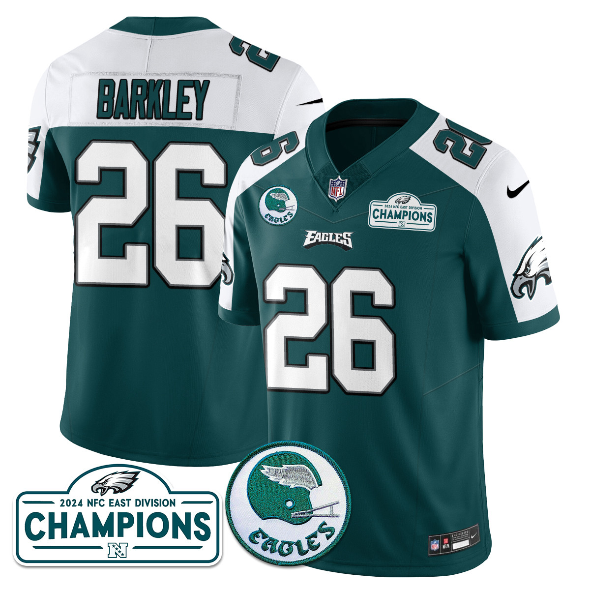 Men’s Philadelphia Eagles 2024 NFC East Division Champions Jersey N2 – All Stitched
