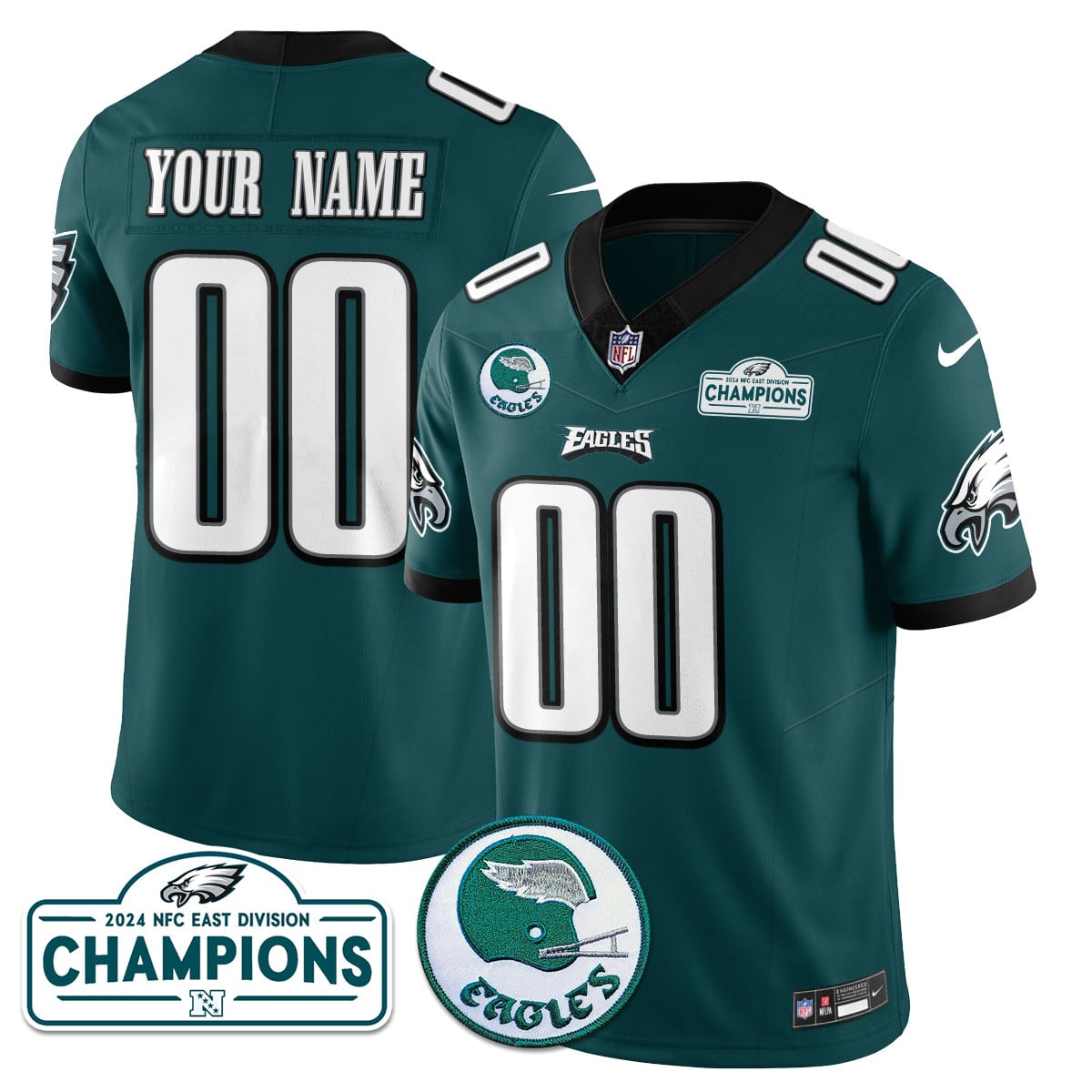 Custom Philadelphia Eagles 2024 NFC East Division Champions Jersey N1 – All Stitched