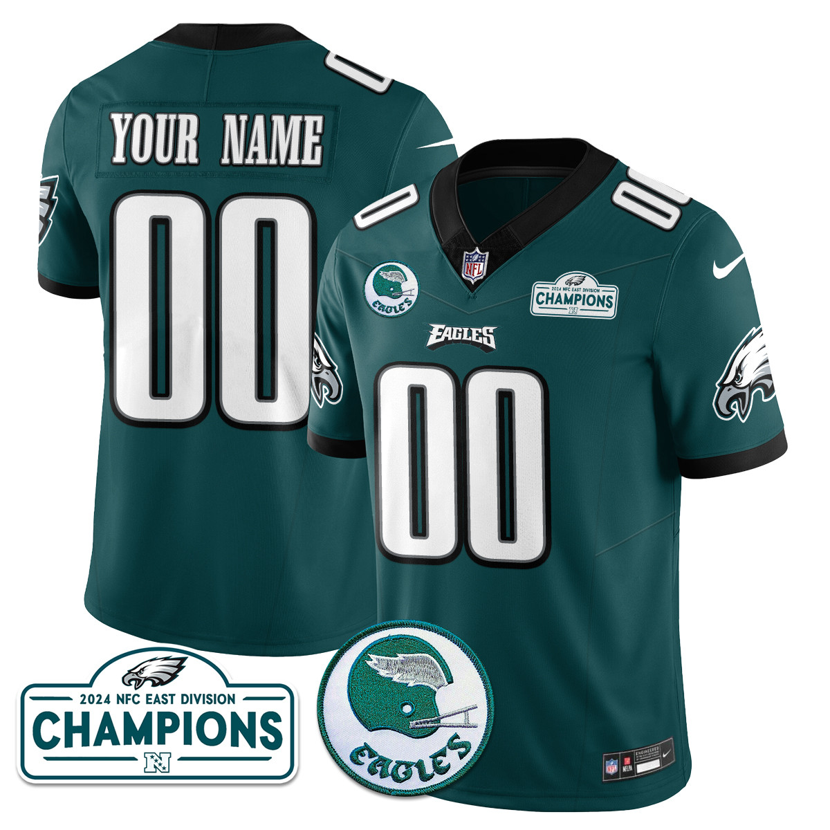 Custom Philadelphia Eagles 2024 NFC East Division Champions Jersey N1 – All Stitched