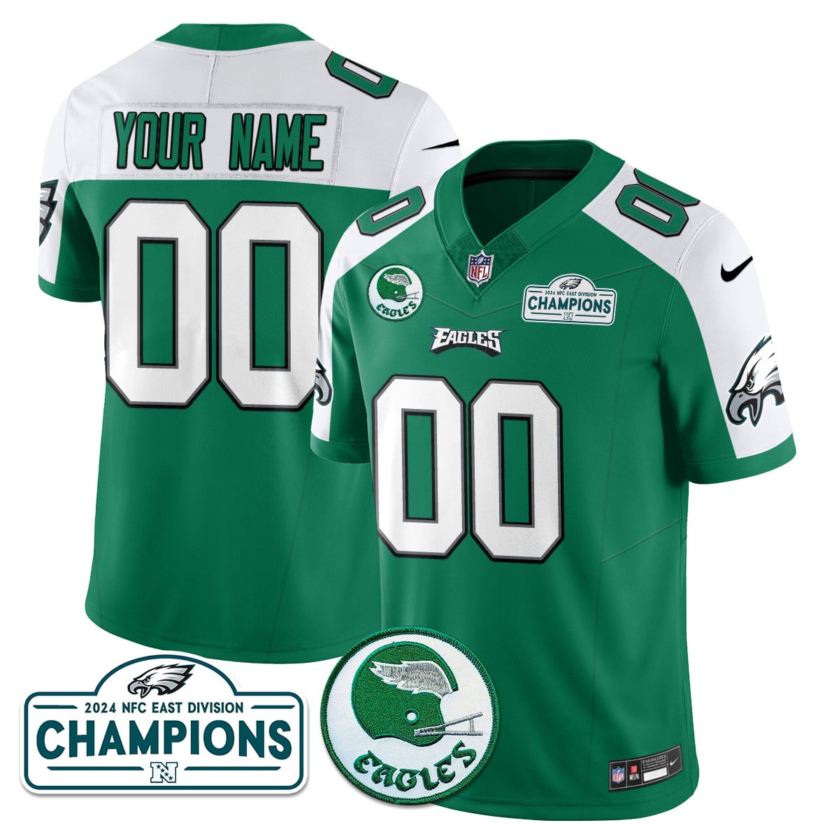 Custom Philadelphia Eagles 2024 NFC East Division Champions Jersey N1 – All Stitched