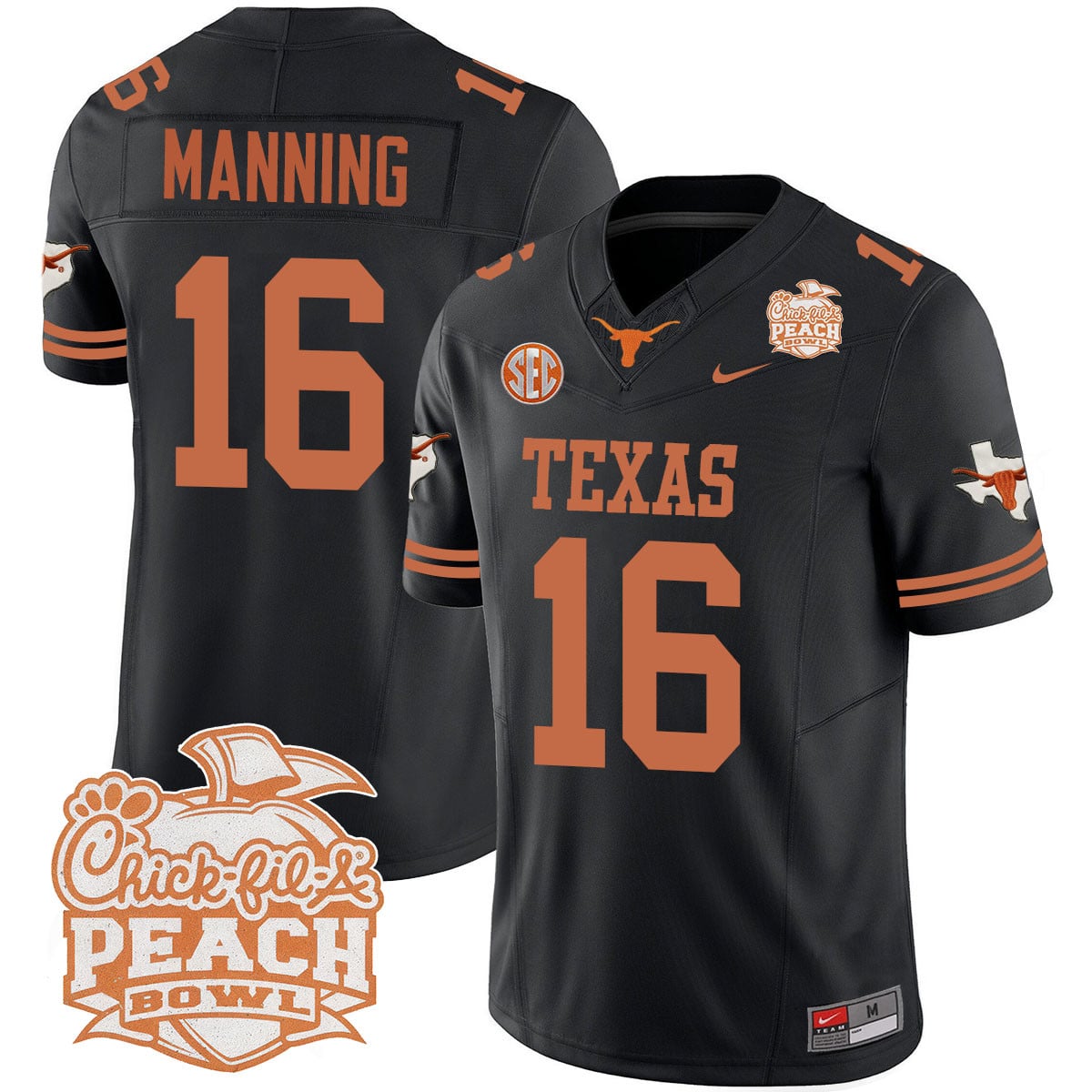 Men’s Texas Longhorns 2024 Peach Bowl Jersey – All Stitched