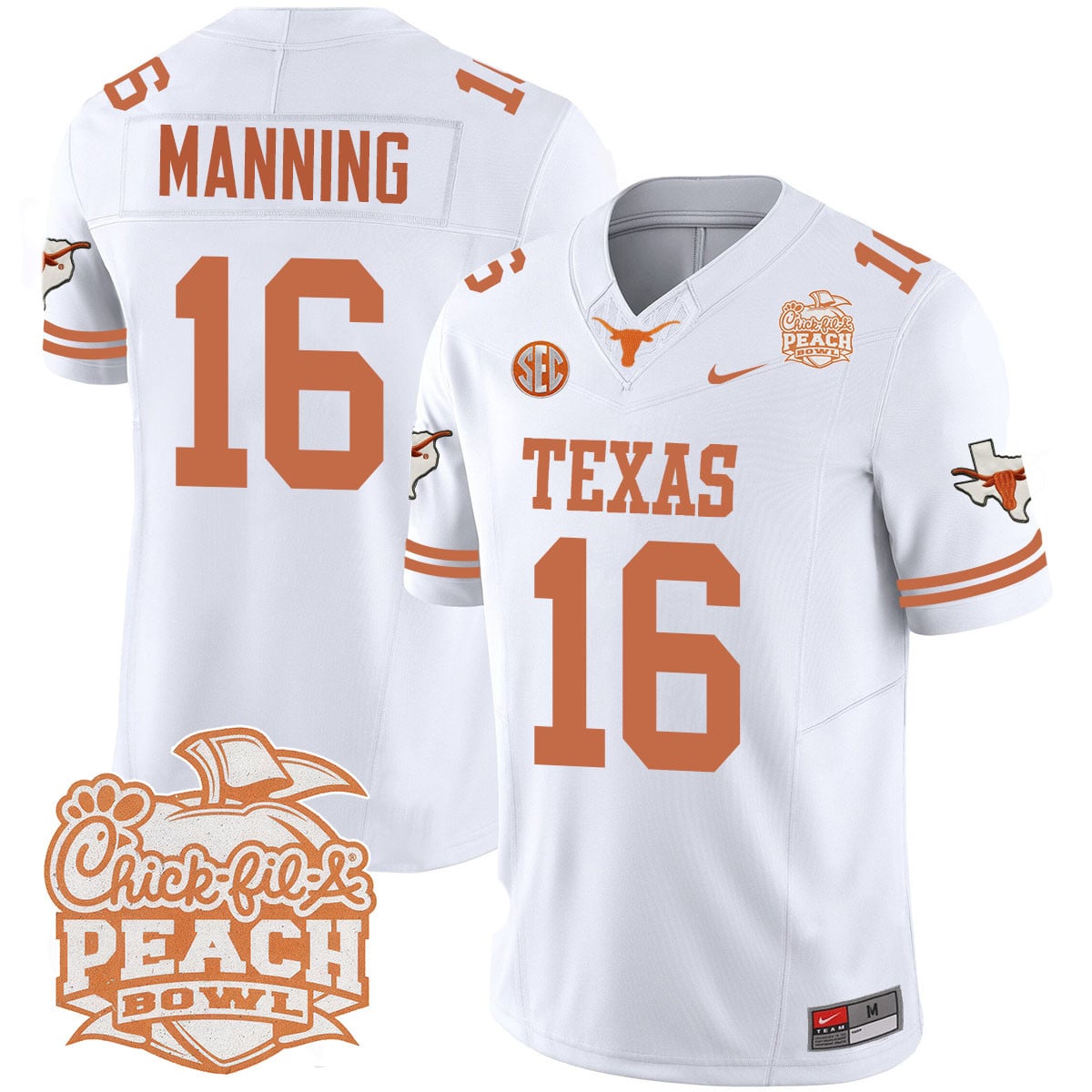 Men’s Texas Longhorns 2024 Peach Bowl Jersey – All Stitched