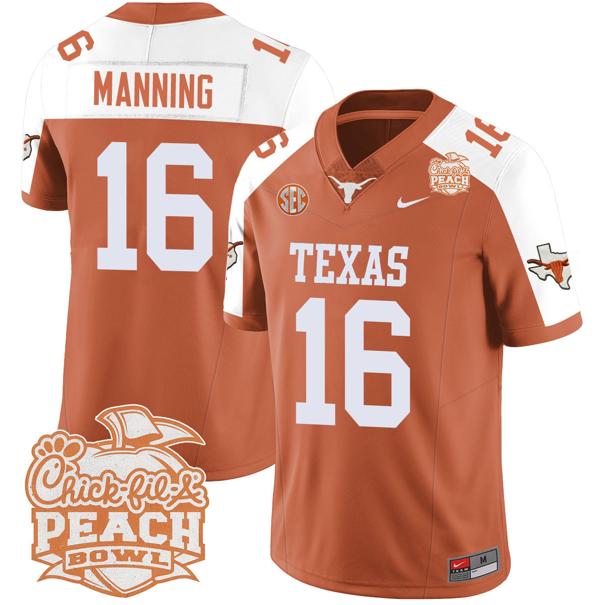 Men’s Texas Longhorns 2024 Peach Bowl Jersey – All Stitched
