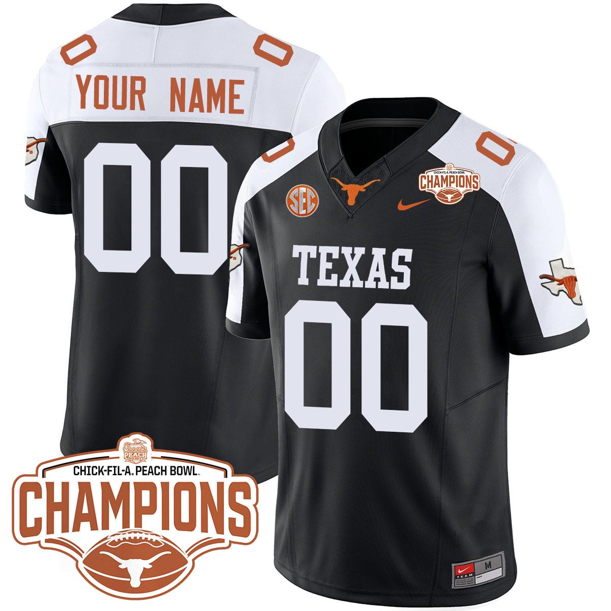 Custom Texas Longhorns 2024 Peach Bowl Champions Jersey – All Stitched
