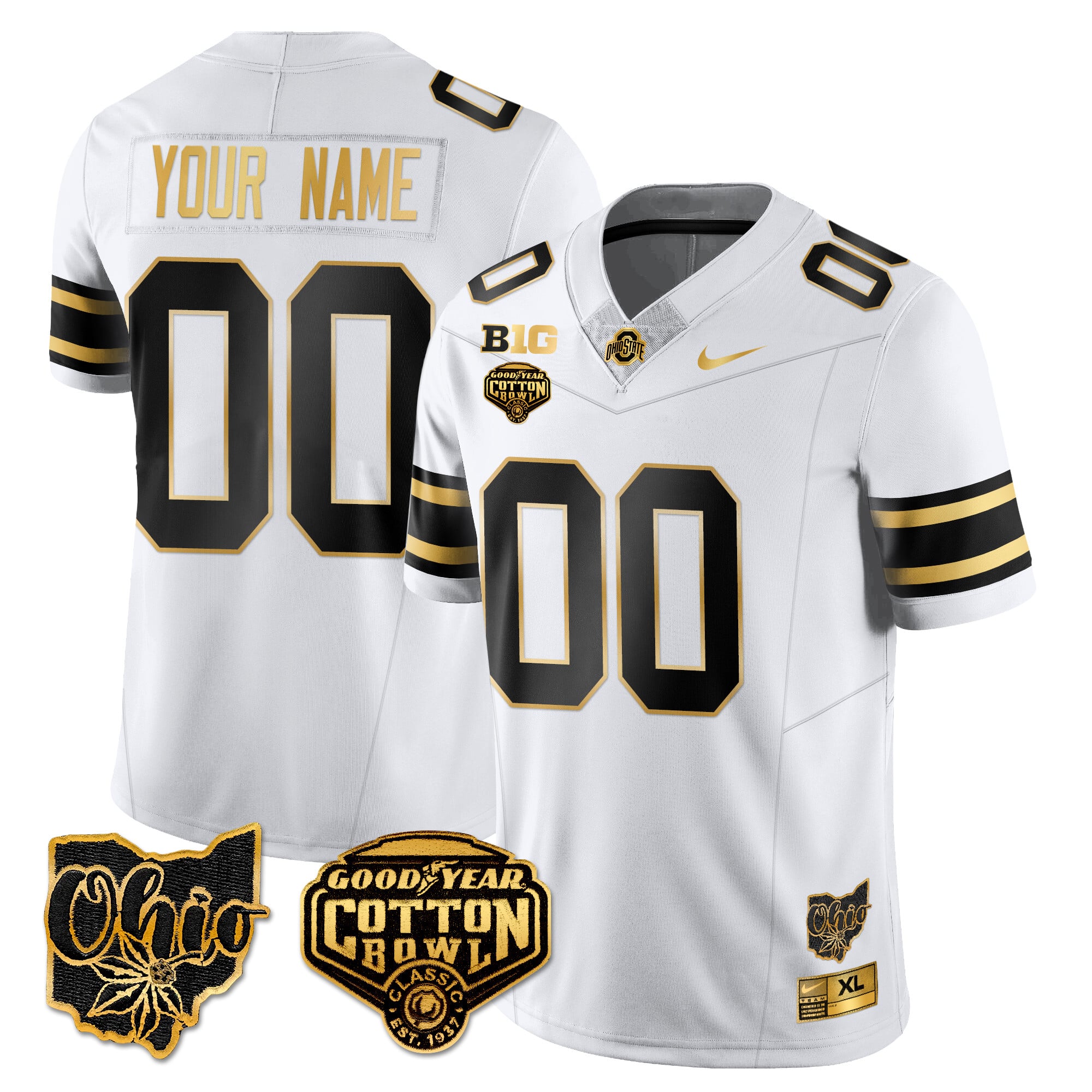 Custom Gender/Name Ohio State Buckeyes 2024 Cotton Bowl Classic Jersey Gold – All Stitched