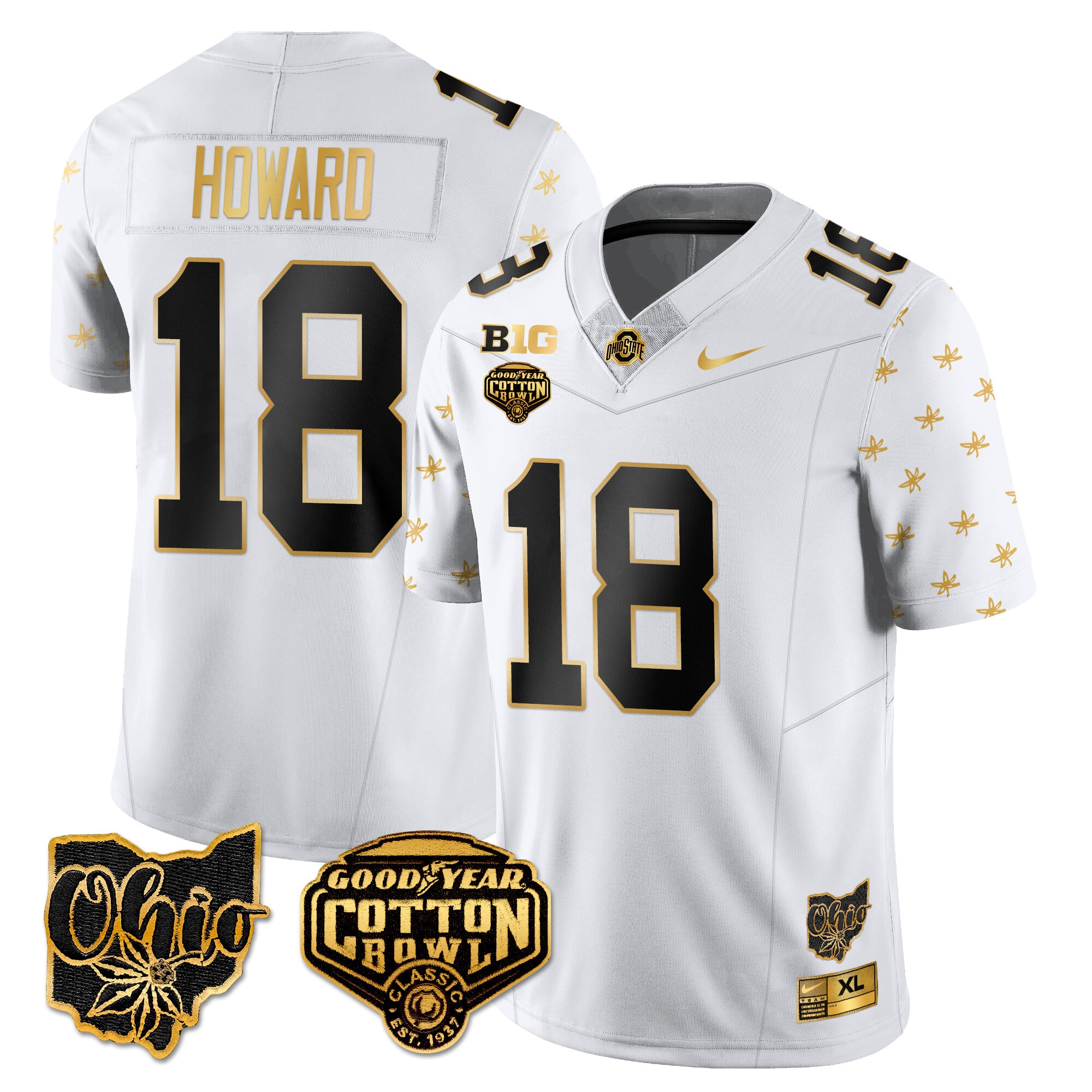 Men’s Ohio State Buckeyes 2024 Cotton Bowl Classic Jersey Gold – All Stitched